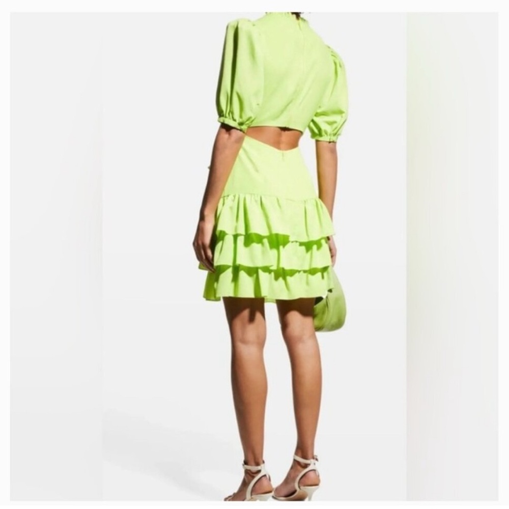 Chic Lime Ruffle Mini Dress - Picture 2 of 6